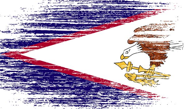 Flag of American Samoa with old texture.  illustration