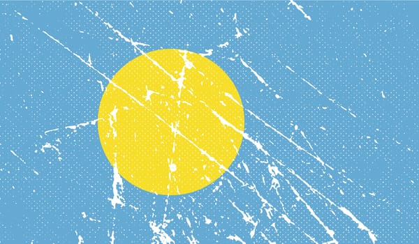 Flag of Palau with old texture.  illustration