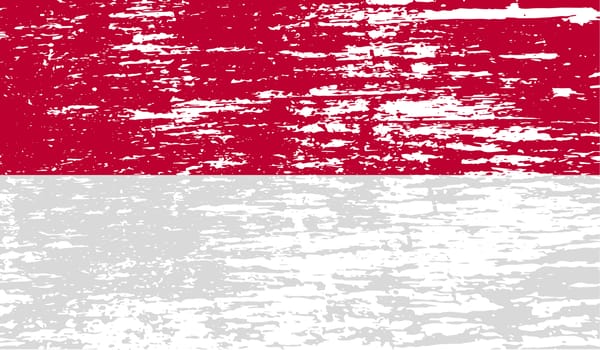 Flag of Indonesia with old texture.  illustration