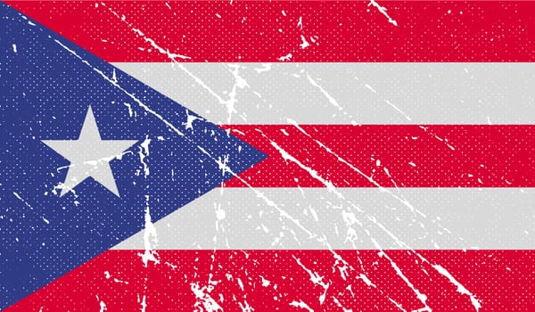 Flag of Puerto Rico with old texture.  illustration