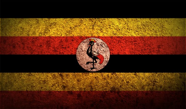 Flag of Uganda with old texture.  illustration