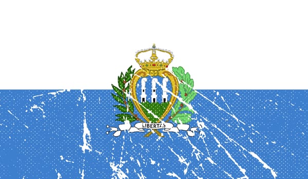 Flag of San Marino with old texture.  illustration