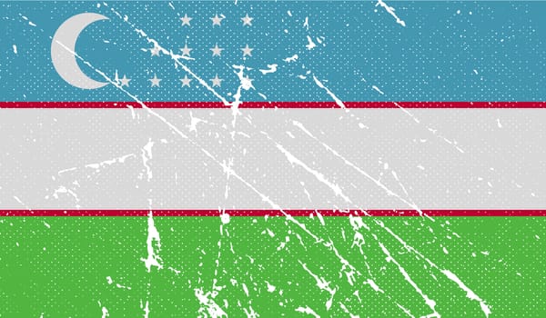 Flag of Uzbekistan with old texture.  illustration