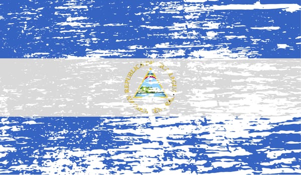 Flag of Nicaragua with old texture.  illustration