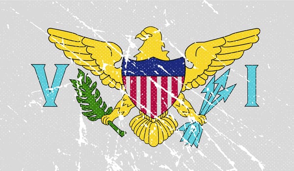 Flag of Virgin Islands US with old texture.  illustration