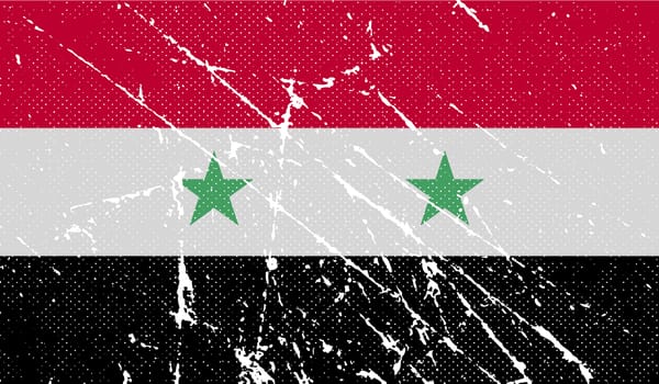 Flag of Syria with old texture.  illustration