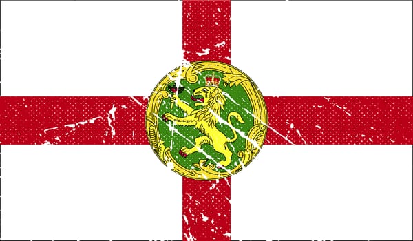 Flag of Alderney with old texture.  illustration