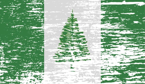 Flag of Norfolk Island with old texture.  illustration