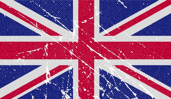 Flag of United Kingdom with old texture.  illustration