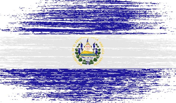 Flag of El Salvador with old texture.  illustration