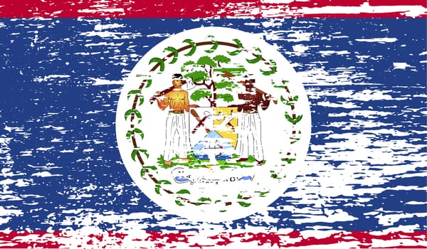 Flag of Belize with old texture.  illustration