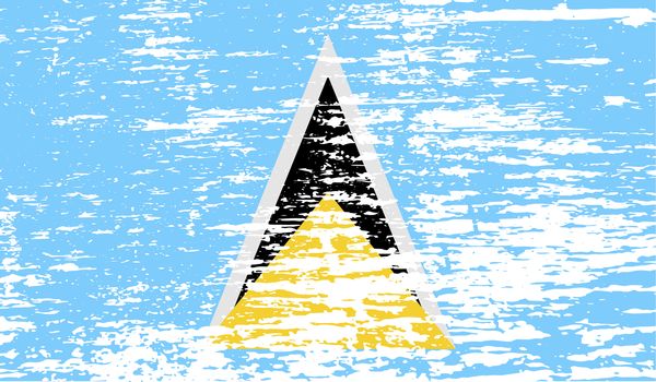 Flag of Saint Lucia with old texture.  illustration