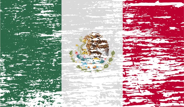 Flag of Mexico with old texture.  illustration