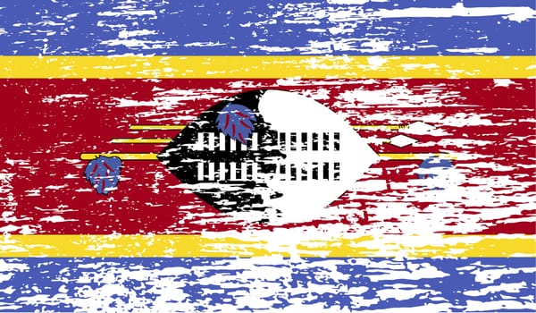 Flag of Swaziland with old texture.  illustration
