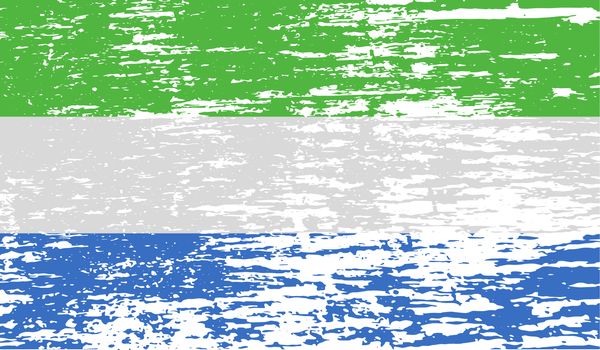 Flag of Sierra Leone with old texture.  illustration