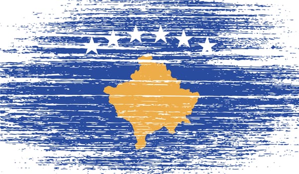 Flag of Kosovo with old texture.  illustration