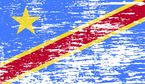 Flag of Congo Democratic Republic with old texture.  illustration