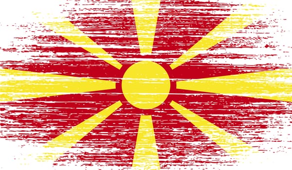 Flag of Macedonia with old texture.  illustration