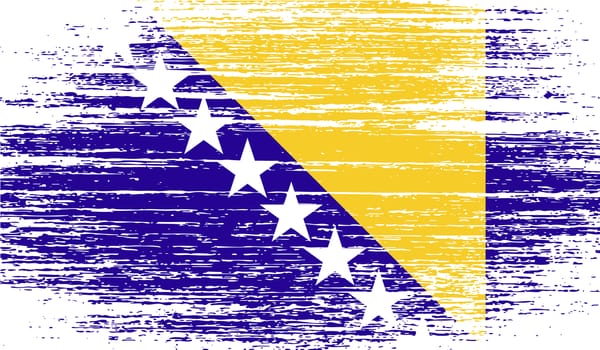 Flag of Bosnia and Herzegovina with old texture.  illustration