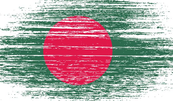 Flag of Bangladesh with old texture.  illustration