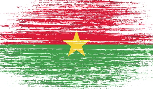 Flag of Burkina Faso with old texture.  illustration