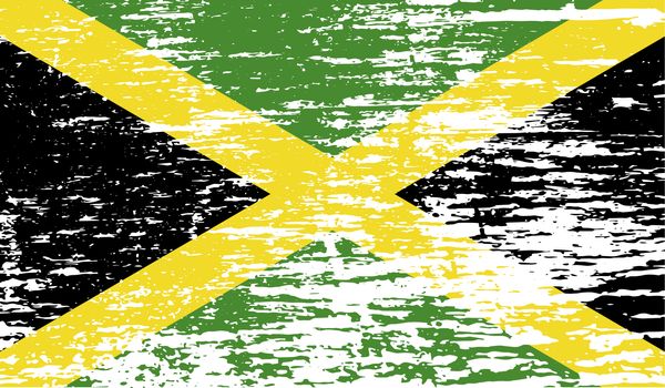 Flag of Jamaica with old texture.  illustration