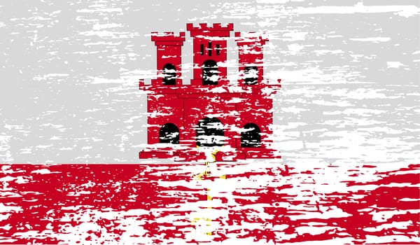 Flag of Gibraltar with old texture.  illustration