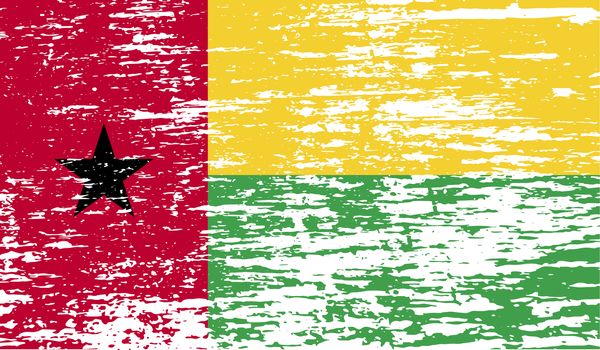 Flag of Guinea-Bissau with old texture.  illustration