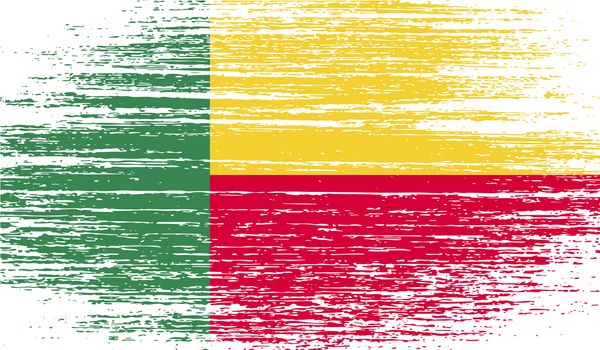 Flag of Benin with old texture.  illustration