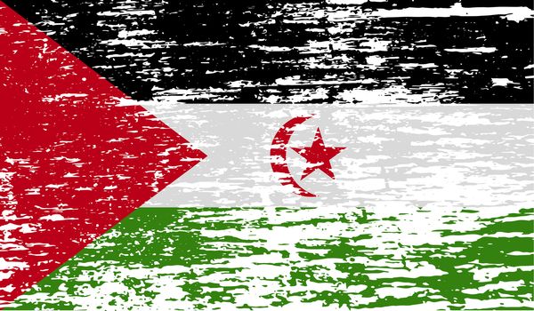 Flag of Western Sahara with old texture.  illustration