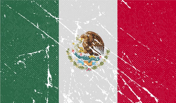 Flag of Mexico with old texture.  illustration