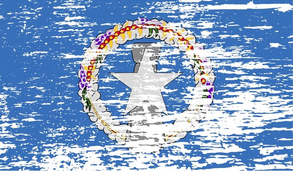 Flag of Mariana Islands with old texture.  illustration