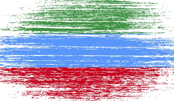 Flag of Dagestan with old texture.  illustration