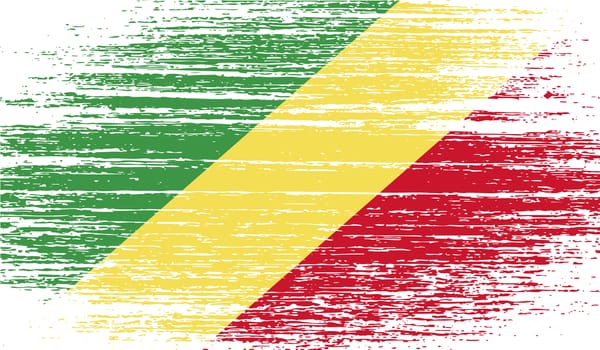 Flag of Congo Republic with old texture.  illustration