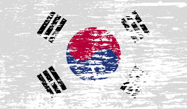 Flag of South Korea with old texture.  illustration