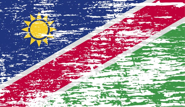 Flag of Namibia with old texture.  illustration