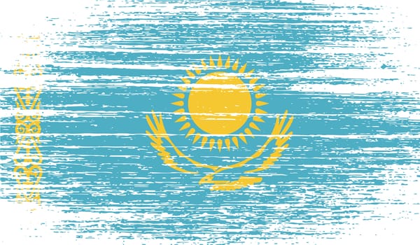 Flag of Kazakhstan with old texture.  illustration