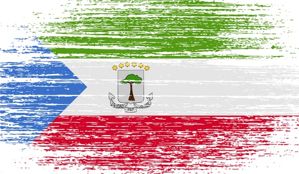 Flag of Equatorial Guinea with old texture.  illustration