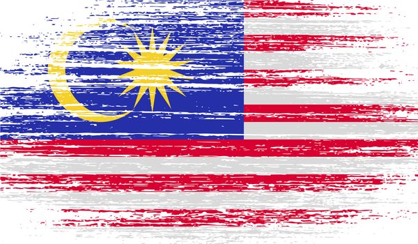 Flag of Malaysia with old texture.  illustration