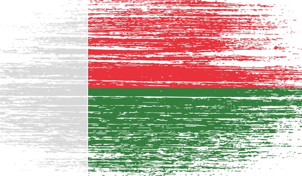 Flag of Madagascar with old texture.  illustration