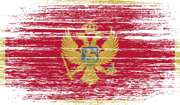 Flag of Montenegro with old texture.  illustration