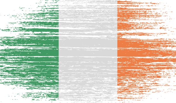 Flag of Ireland with old texture.  illustration