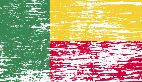 Flag of Benin with old texture.  illustration