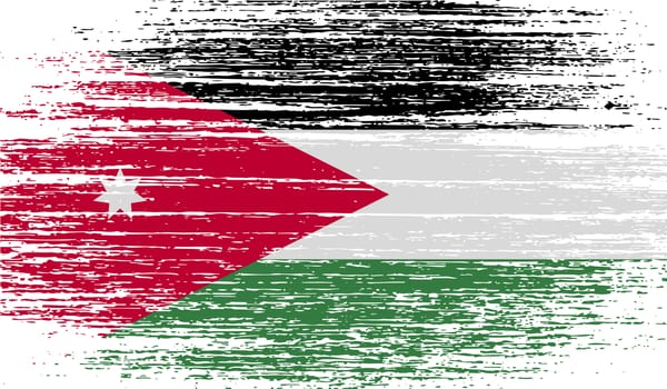 Flag of Jordan with old texture.  illustration