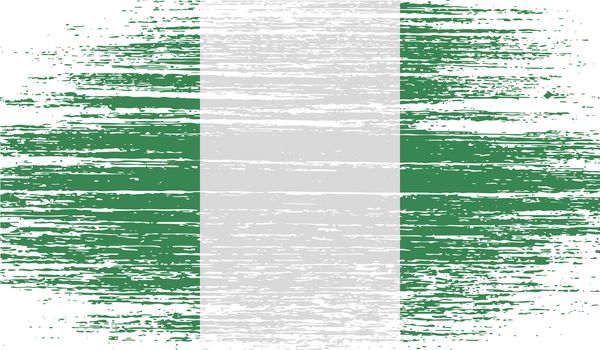 Flag of Nigeria with old texture.  illustration