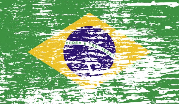 Flag of Brazil with old texture.  illustration