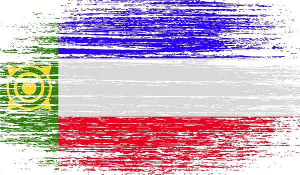 Flag of Khakassia with old texture.  illustration