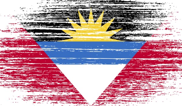 Flag of Antigua and Barbuda with old texture.  illustration