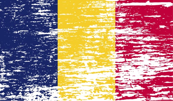 Flag of Chad with old texture.  illustration