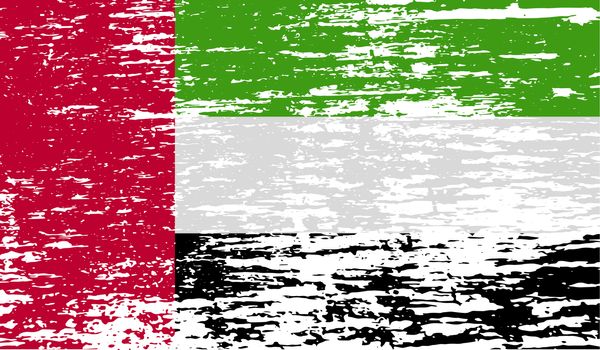 Flag of United Arab Emirates with old texture.  illustration